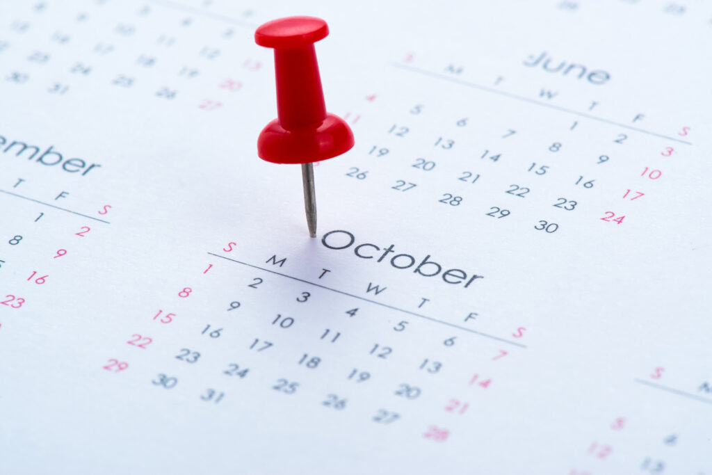 Photo of Calendar pinned on October